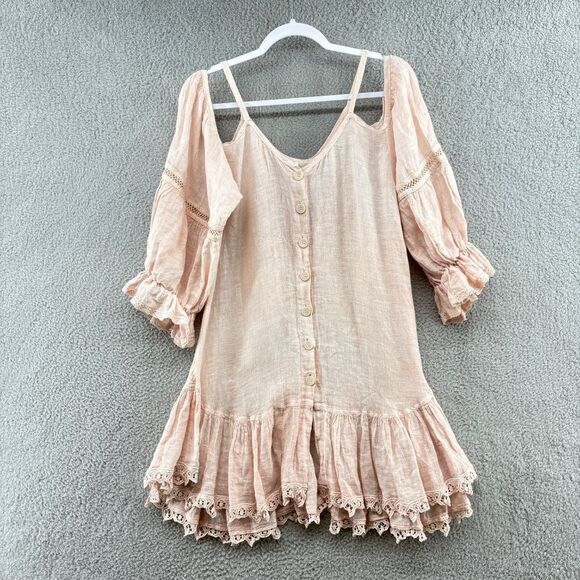 SUNDAY St. Tropez Julia Linen Embroidered Dress - Picture 1 of 8